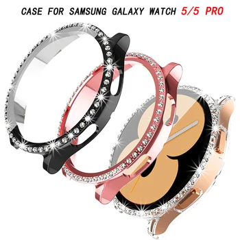 Deimantų Atveju, Samsung Galaxy Žiūrėti 5/5 pro/4 44mm 40mm PC Padengti Visi Aplink Bamperis Raštas Galaxy watch4 klasikinis 42mm 46mm