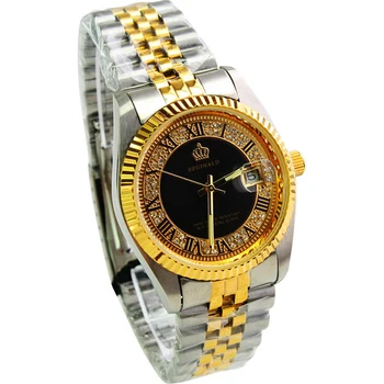 2018 Naujas Žmogus, REGINALD Prekės Kvarciniai Laikrodžių Vyrams, 18k Yellow Gold Rievėtą Bezel Perlų Dial Diamond Visą Nerūdijančio Plieno Šviesos Laikrodis