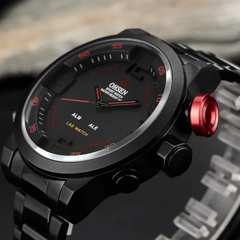 Kvarciniai Laikrodžiai Vyrams Prabangos Prekės ženklo Mados Vandeniui Karinės Skaitmeninis Žiūrėti Juodas Didelis Ciferblatas Taktinis Dual Time Laikrodis Laikrodis