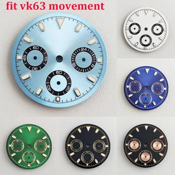 VK63 dial 28,5 mm Watch dial žalios šviesos rinkimo Tinka VK63 judėjimo žiūrėti, priedai, Laikrodžių taisymo įrankis