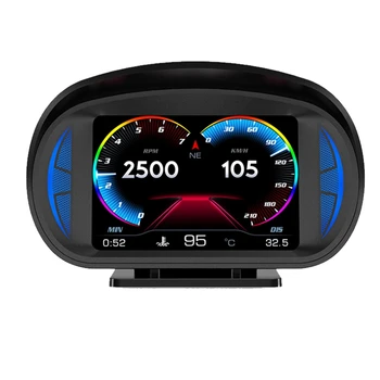 P2 Automobilių HUD Head-Up Display OBD GPS Transporto priemonės Greitis Ir Nuolydis Metras Vandens Temperatūros Ir Degalų sąnaudos Juoda
