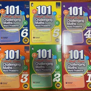 6 Knygas/Set SAP 101 Sudėtingas Matematikos Žodis Problemų Singapūras pradinės Mokyklos 1-6 Klasės Matematikos Mokymo Praktikos Knyga Vadovėlis