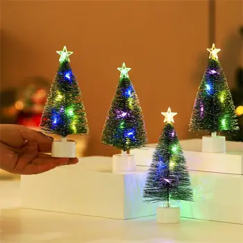 Kalėdų Žalia Kedro LED Žibintai, Pušų Spyglių Medis, Kalėdų Dekoracijos Darbalaukio Papuošalas Dovanų, Mini Kalėdų Eglutės papuošalus
