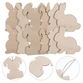 3 Rinkiniai Easter Bunny Žetonų Mediniai Skiltelės Tuščią Popieriaus Iškirpti Išpjovos Amatų Reikmenys Kabantys Papuošalai
