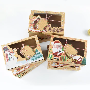 2/3pcs Kalėdų Popieriaus Dovanų Dėžutėje, su aiškiu Langą Santa Claus Candy, Slapukus, Šokolado, Sausainių Pakuotės, Dėžutės Kalėdų Dovana Vyniojimo