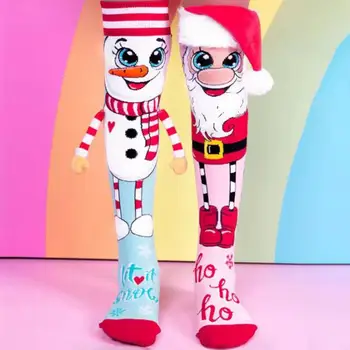 Santa Claus ir Kalėdų Senį aukštos kojinės naujovė moterų jaukus merginos šlepetė kojinės moterų purus kojines kalėdų dovana