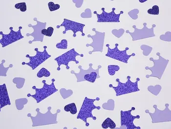 Violetinė Princess Crown Konfeti, Levanda Širdies Konfeti, Dekoracijos, Gimtadienio Dekoro Stalo dekoro užrašų knygelė Confettis