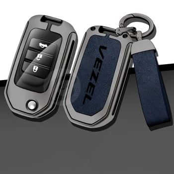 Cinko Lydinys Automobilio Nuotolinio Klavišą Atveju Fob Padengti Honda Vezel su Logotipu, Shell Raštas Keychain Keyless Interjero Priedai