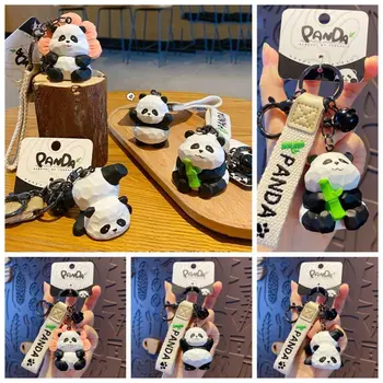Modeliavimo Panda Dervos Keychain Kūrybos Animacinių Filmų Kawaii Išsipūtęs Gyvūnų Lėlės Paketų Prižiūrėtojų Raktinę Pora Mielas Klavišus Maišelį Automobilių Pakabukas Pulteliais