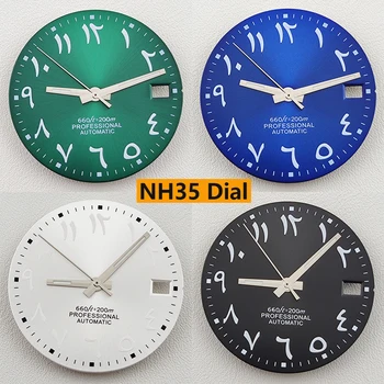 NH35 dial 28,5 mm Watch dial arabų dial Ice blue Šviesos rinkimo Tinka NH35 nh36 judėjimo žiūrėti priedai